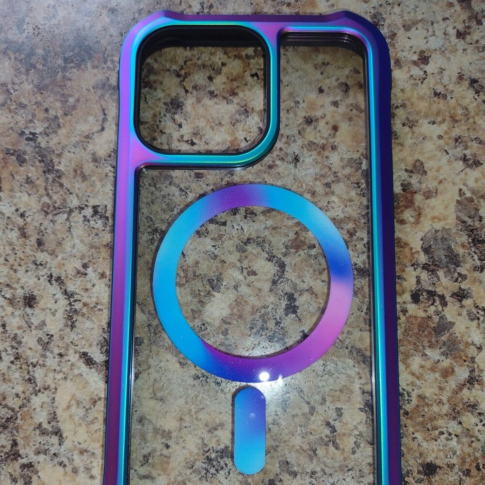 NEW Apple iPhone 13 or 14 Clear Phone Case Purple Blue K22-14-6.1